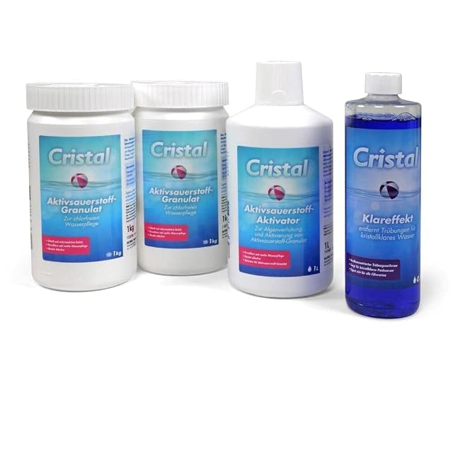 Cristal Aktivsauerstoff-Set mit Granulat, Aktivator und Klärmittel für chlorfreie Beckenpflege
