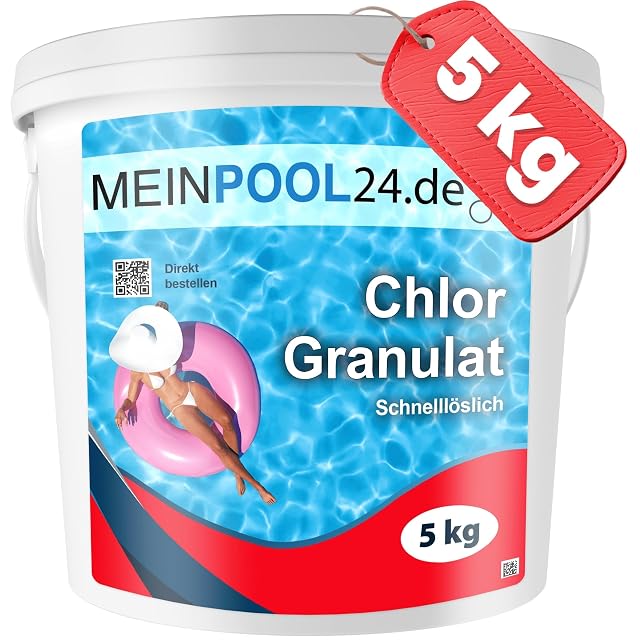 Meinpool24.de Chlorgranulat mit 56 Prozent Aktivchlor im Fünf-Kilogramm-Gebinde