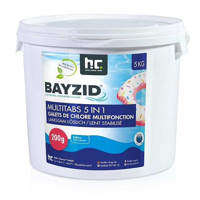 BAYZID 5-in-1-Chlor-Multitabs zu 200 Gramm in der Fünf-Kilogramm-Packung