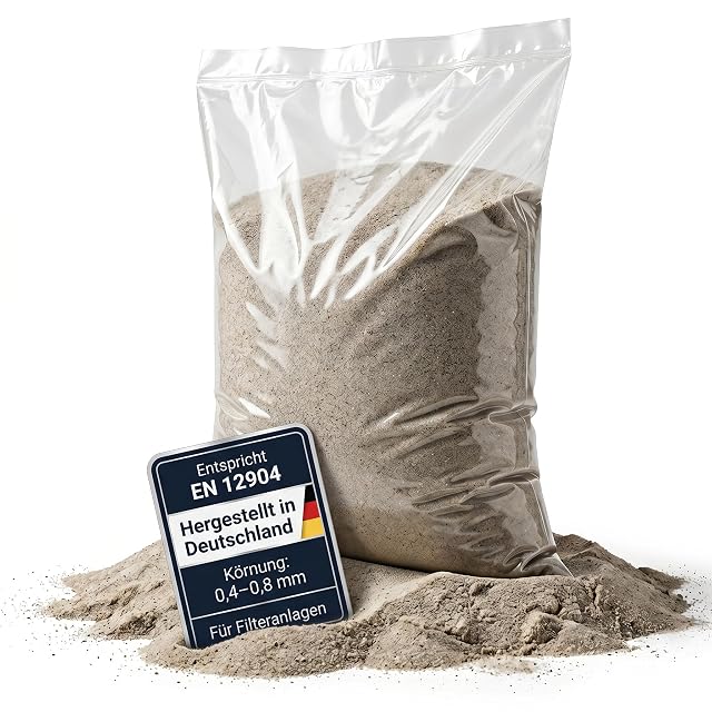 BELKO Fünfundzwanzig-Kilogramm-Sack gewaschener Quarzfiltersand, Körnung 0,4 bis 0,8 Millimeter