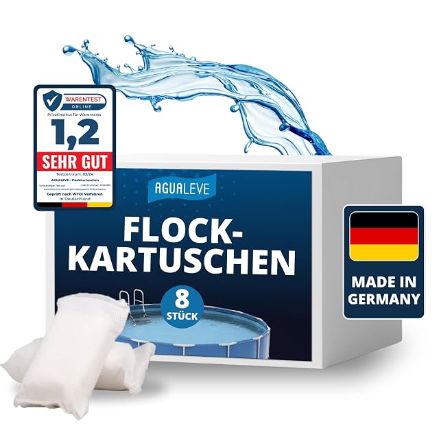 AGUALEVE Flockmittelkartuschen, acht zu 125 Gramm, für Sandfilter und Filterbälle