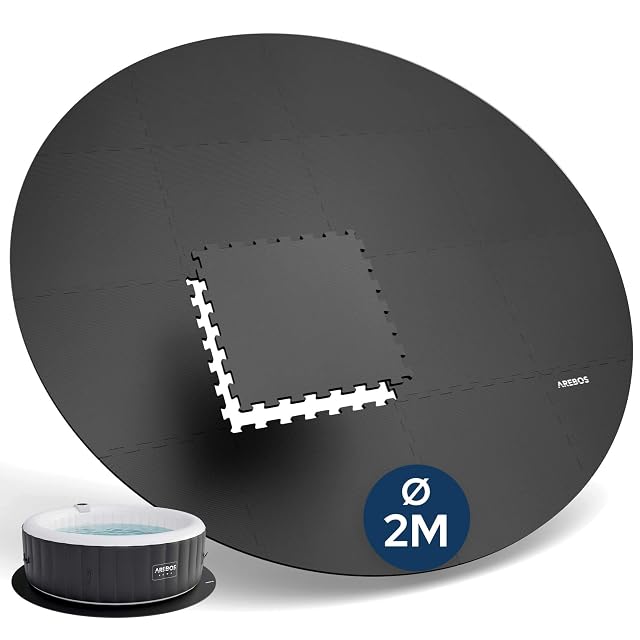Arebos rundes EVA-Mattenset aus sechzehn steckbaren Platten, das einen Kreis von 200 cm für einen Whirlpool bildet