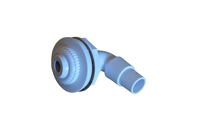 Weiße SPIRATO Pool-Einlaufdüse mit Neunzig-Grad-Winkel und Klemmverschraubung für 32-38-mm-Schlauch