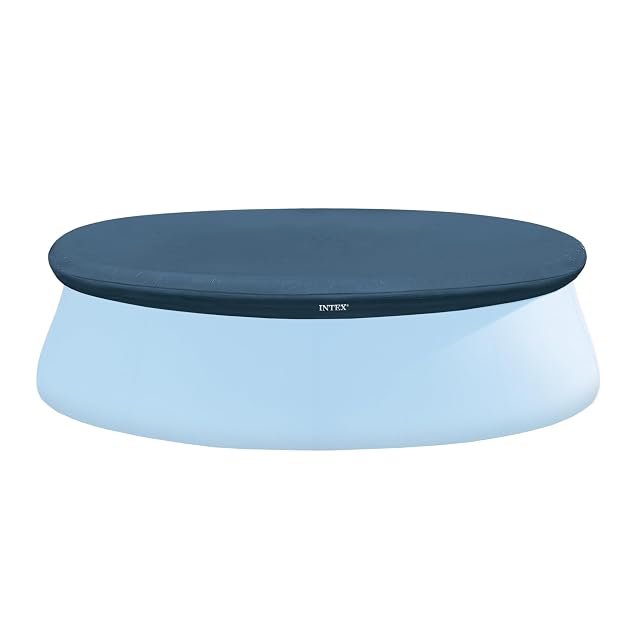 Blaue runde Intex Poolabdeckung mit Zugschnur für ein Easy-Set-Becken von 244 Zentimetern