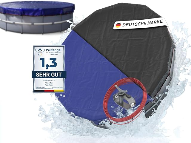 Wendbare runde Planenfux Poolabdeckung, auf der einen Seite schwarz und auf der anderen blau