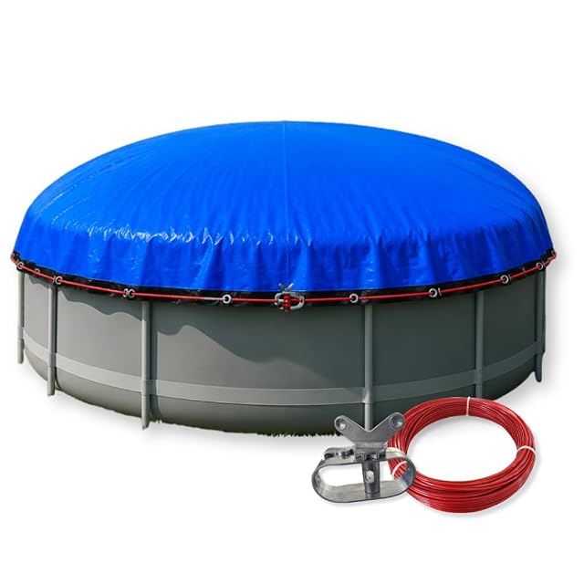Wendbare runde Rothschenk CoverMio Poolabdeckung mit Stahlseil und Spanner