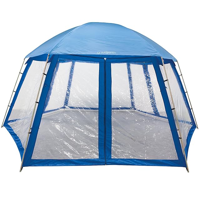 Miganeo Premium-Pavillion von 500 auf 433 cm und 250 cm Höhe, ein Zelt mit Metallgestell über einem Aufstellbecken