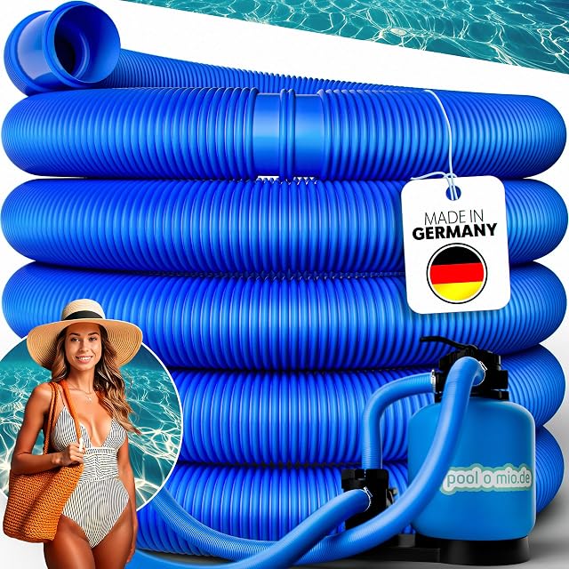 Blauer poolomio Spiral-Poolschlauch von 32 mm für Pumpen- und Saugeinsatz