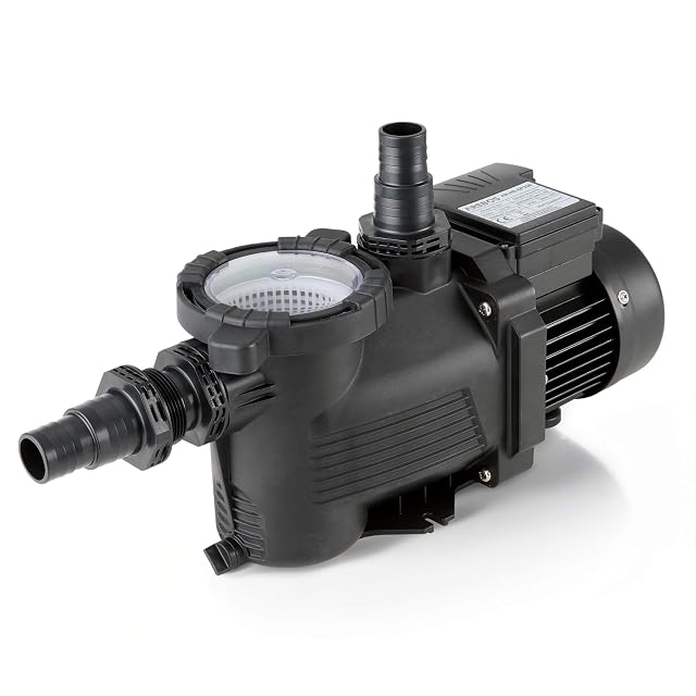 Arebos-Poolpumpe mit integriertem Vorfilter, kompaktes 350-Watt-Gerät mit 32/38-mm-Anschlüssen