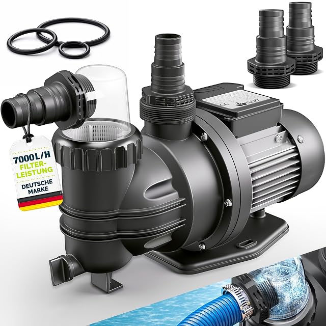 tillvex-Filterpumpe für Becken mit durchsichtigem Vorfilterdeckel, der den Siebkorb sehen lässt