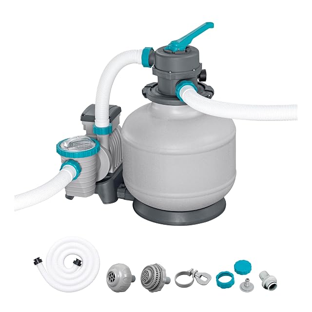 Bestway-Sandfilteranlage mit Timer, Manometer und zwei 38-Millimeter-Schläuchen