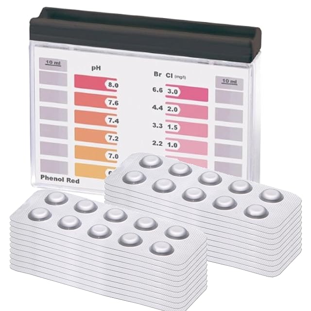 POWERHAUS24-Schnelltester-Komparator mit einem großen Vorrat an DPD-1- und Phenolrot-Tabletten
